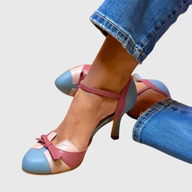 Bequeme Absatzsandalen Valerie Hellblau – Weiss Modehaus