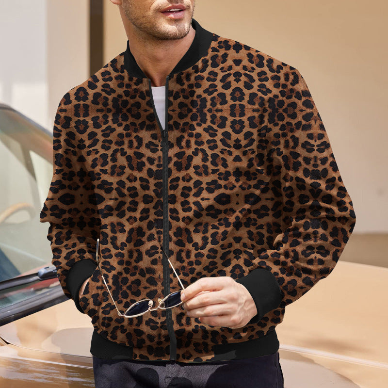 Herrenjacke mit Leopardenmuster und Reißverschluss Giacomo Braun – Weiss Modehaus
