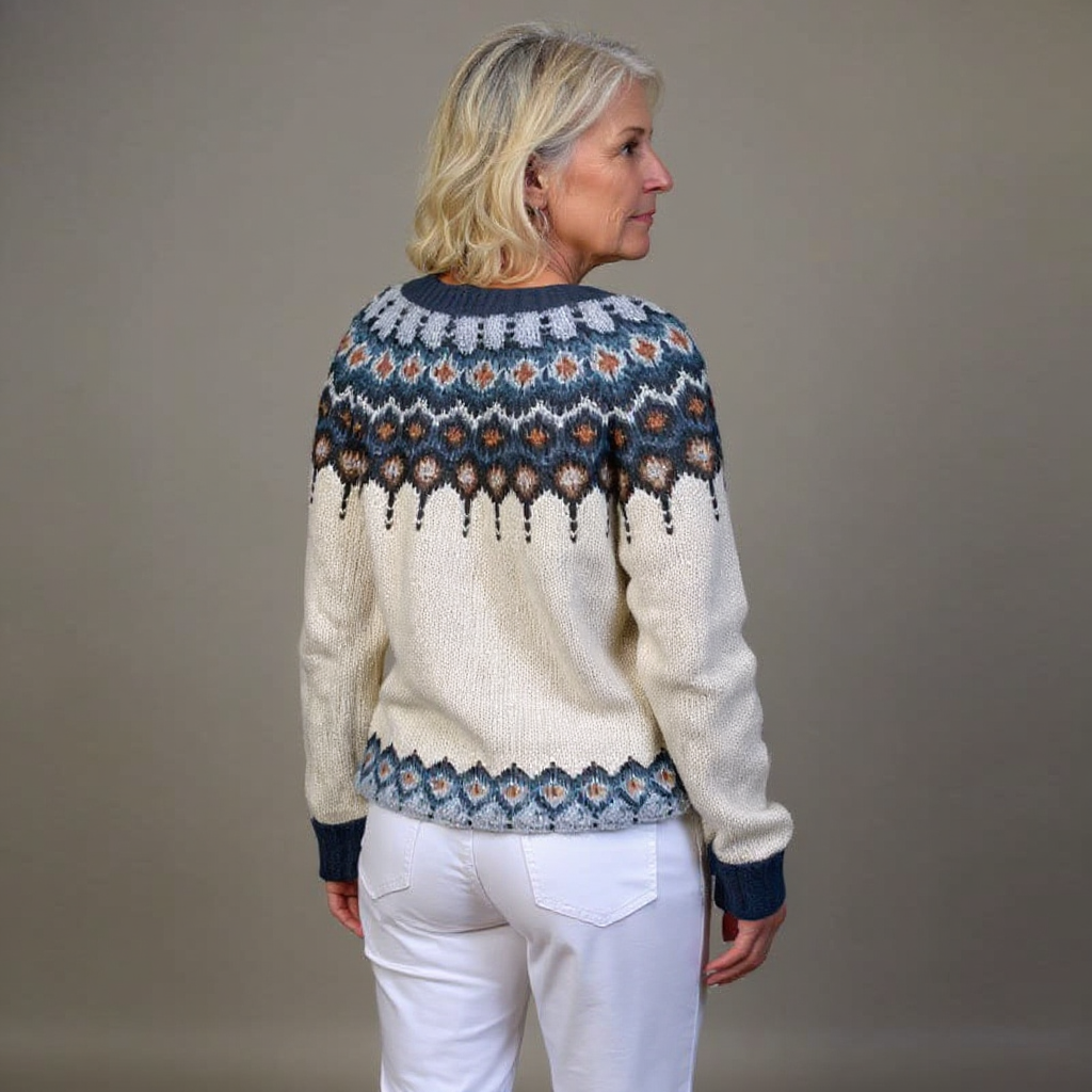 Isländische Strickjacke mit geometrischem Einsatz Damen Filomena – Bild 2