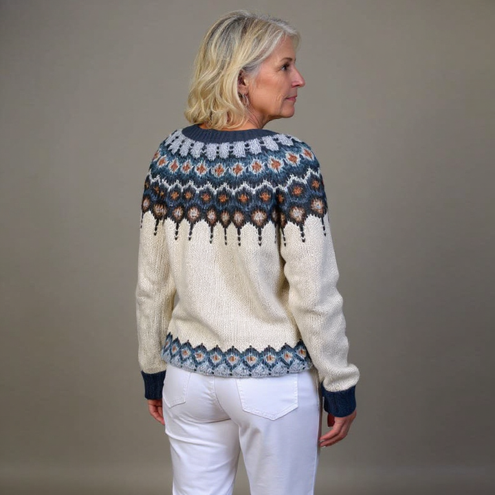 Isländische Strickjacke mit geometrischem Einsatz Damen Filomena – Bild 2