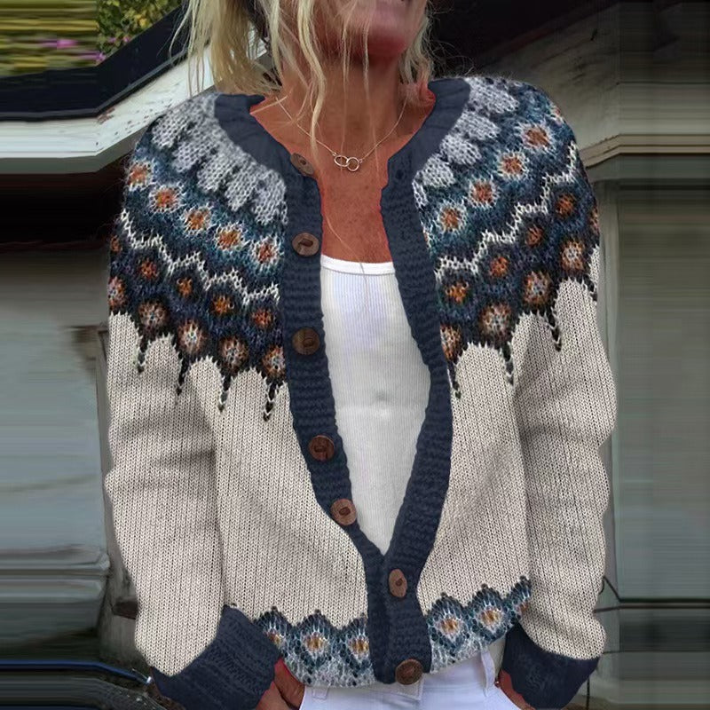 Isländische Strickjacke mit geometrischem Einsatz Damen Filomena – Bild 3