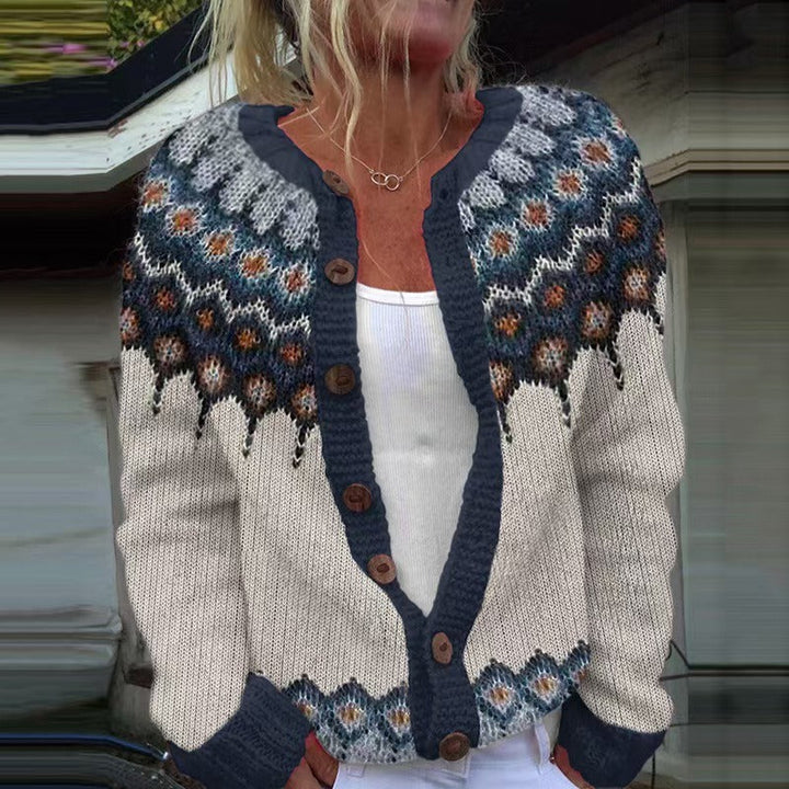 Isländische Strickjacke mit geometrischem Einsatz Damen Filomena – Bild 3