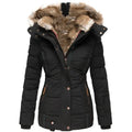 Daunenjacke mit gefütterter Kapuze aus Fell Alba Schwarz – Weiss Modehaus