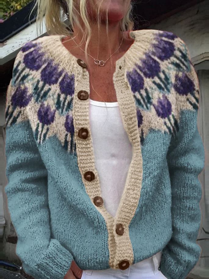 Strickjacke mit floralem Stickmuster Damen Gemma – Bild 2