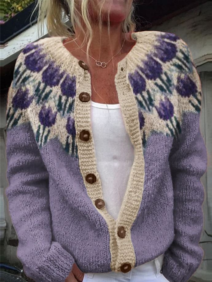 Strickjacke mit floralem Stickmuster Damen Gemma – Bild 3