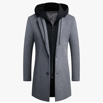 Mantel mit Kapuze Primo Grau – Weiss Modehaus