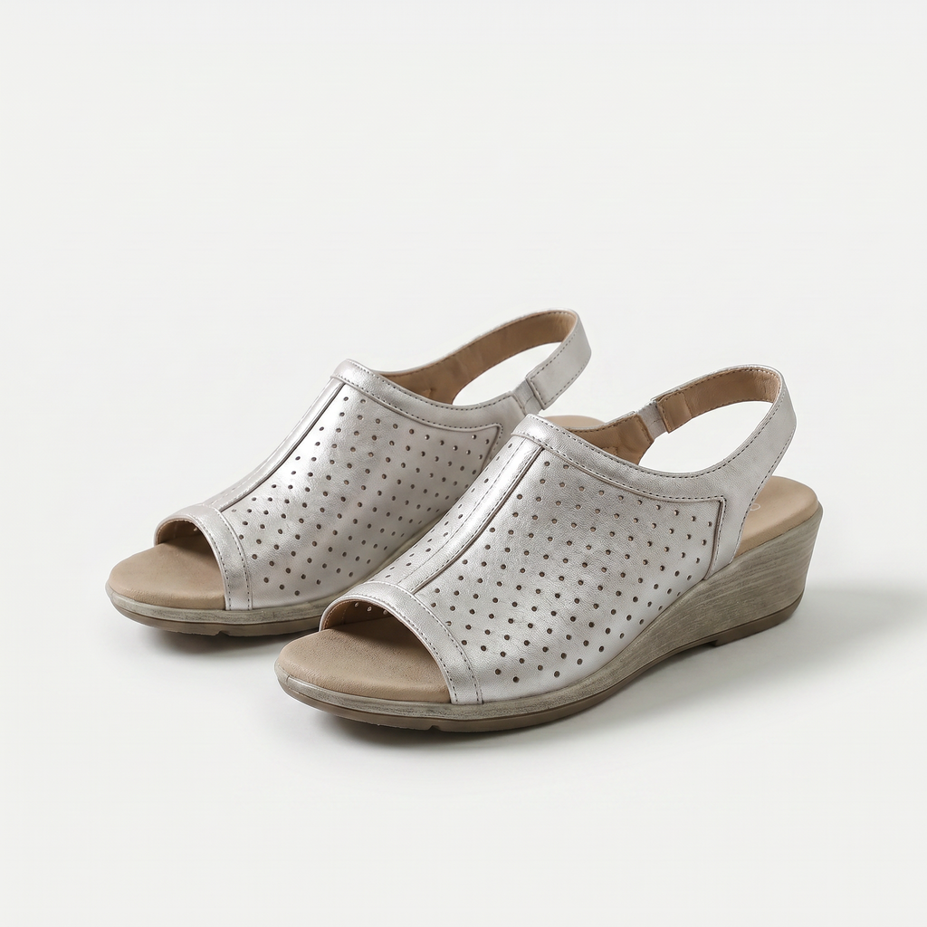 Schimmernde Eleganz in metallic Platin Damen Hazel – Weiss Modehaus