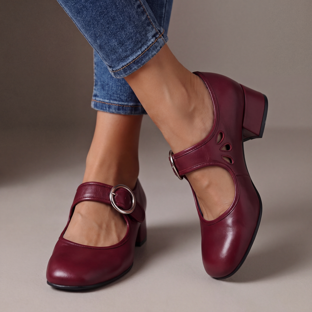 Mary Janes aus weichem Leder Damen Lotte Schwarz – Weiss Modehaus
