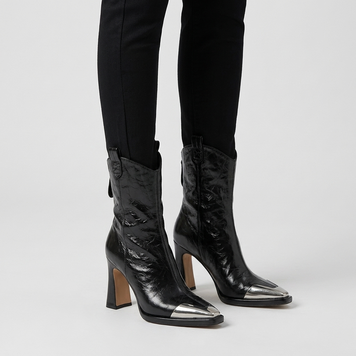 Viviana | Leder Stiefeletten mit Blockabsatz
