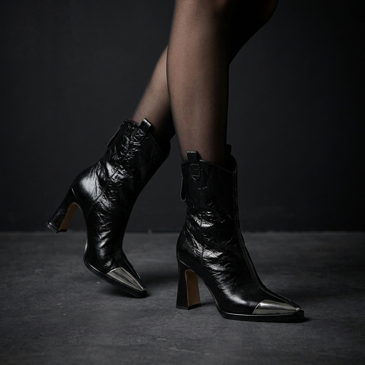 Viviana | Leder Stiefeletten mit Blockabsatz