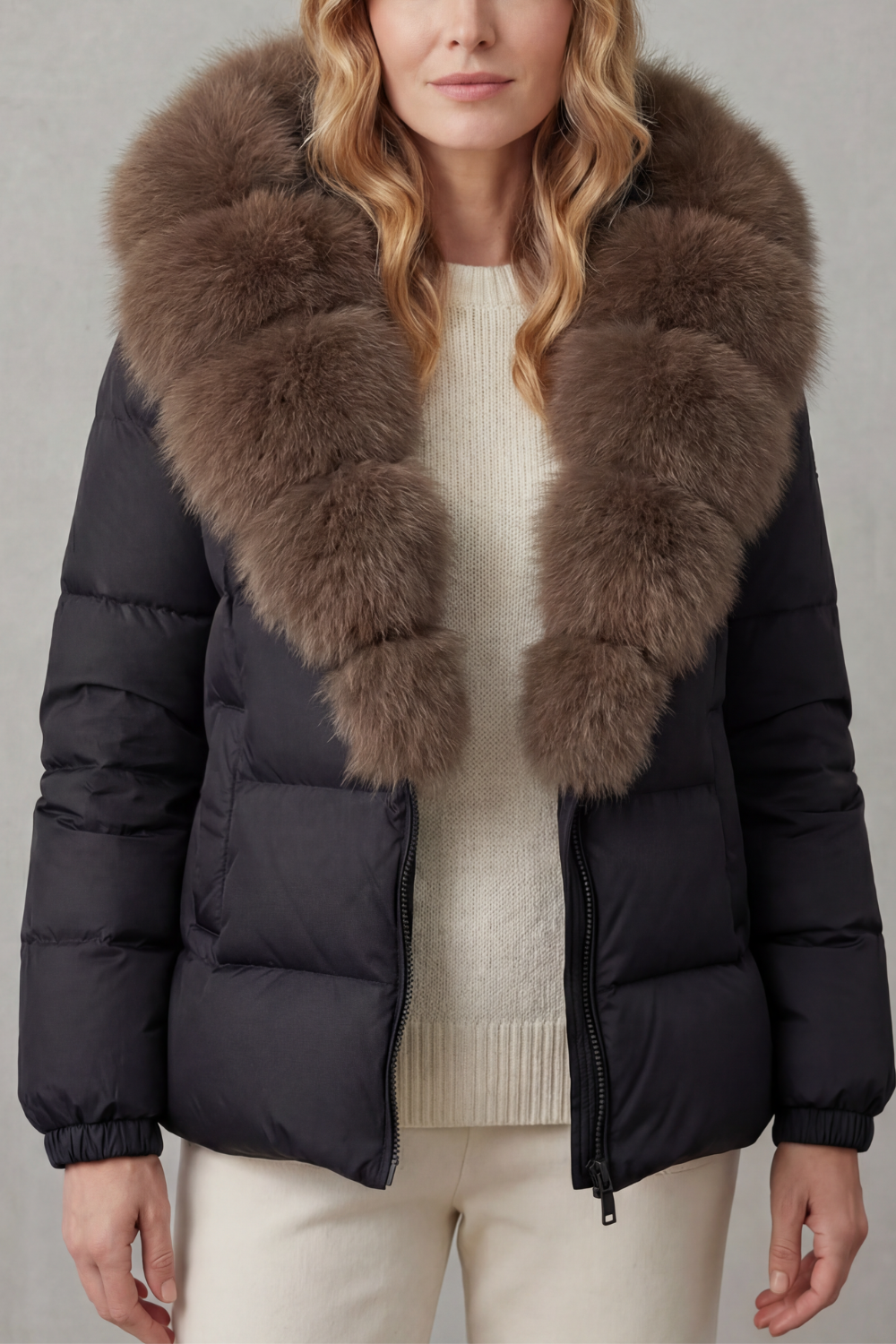Daunenjacke mit großem Kragen aus Kunstpelz Damen Delia – Bild 2