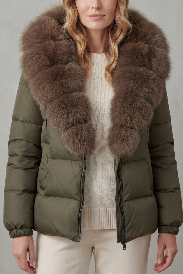 Daunenjacke mit großem Kragen aus Kunstpelz Damen Delia – Bild 4