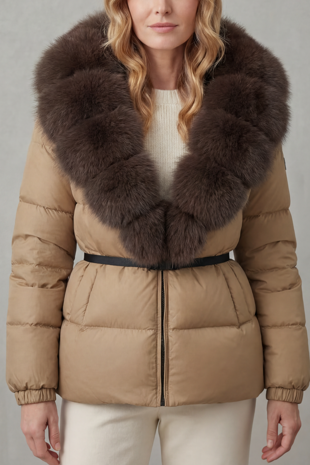 Daunenjacke mit großem Kragen aus Kunstpelz Damen Delia – Bild 7