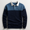 Luxuriöses Polo mit langen Ärmeln Herren Pierluigi Marineblau – Weiss Modehaus