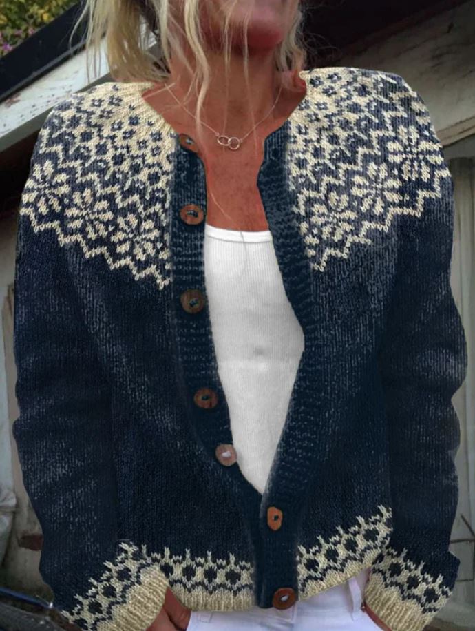 Strickjacke mit bedrucktem Passe Damen Iratxe – Bild 2
