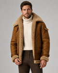 Herren Fliegerjacke Lederoptik Camillo Braun – Weiss Modehaus