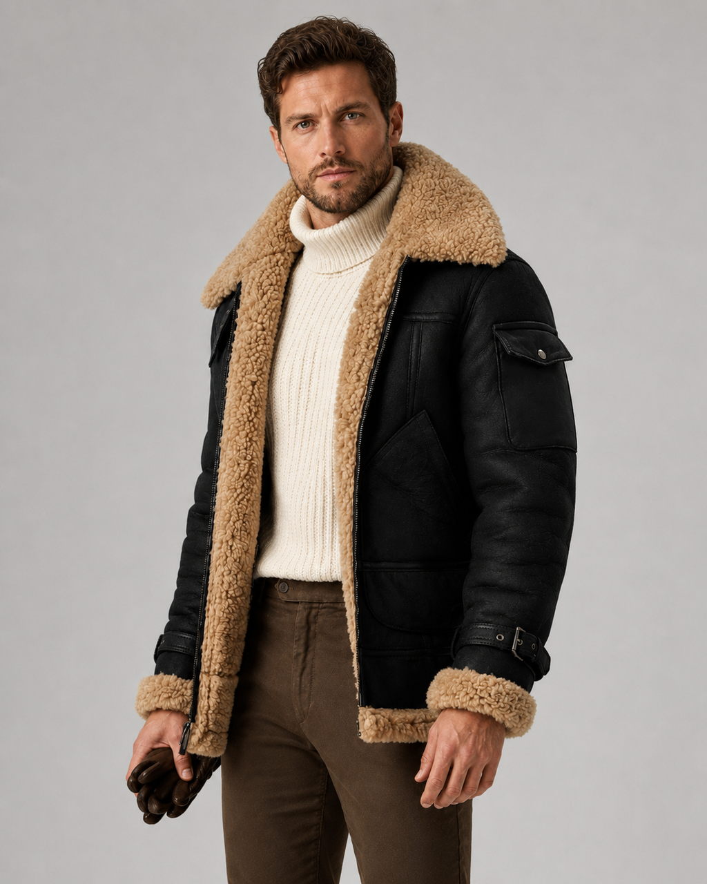 Herren Fliegerjacke Lederoptik Camillo – Bild 7