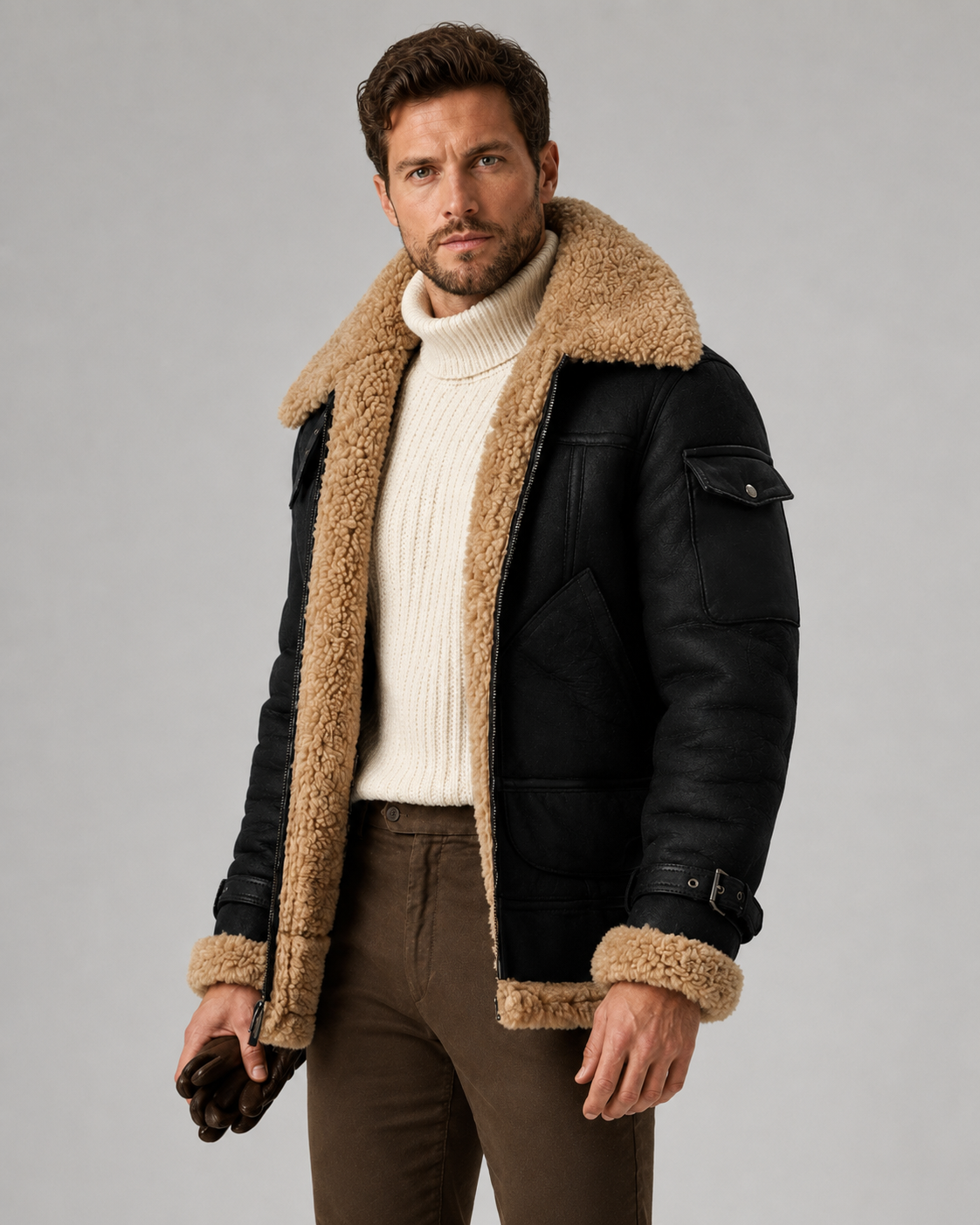 Herren Fliegerjacke Lederoptik Camillo – Bild 7