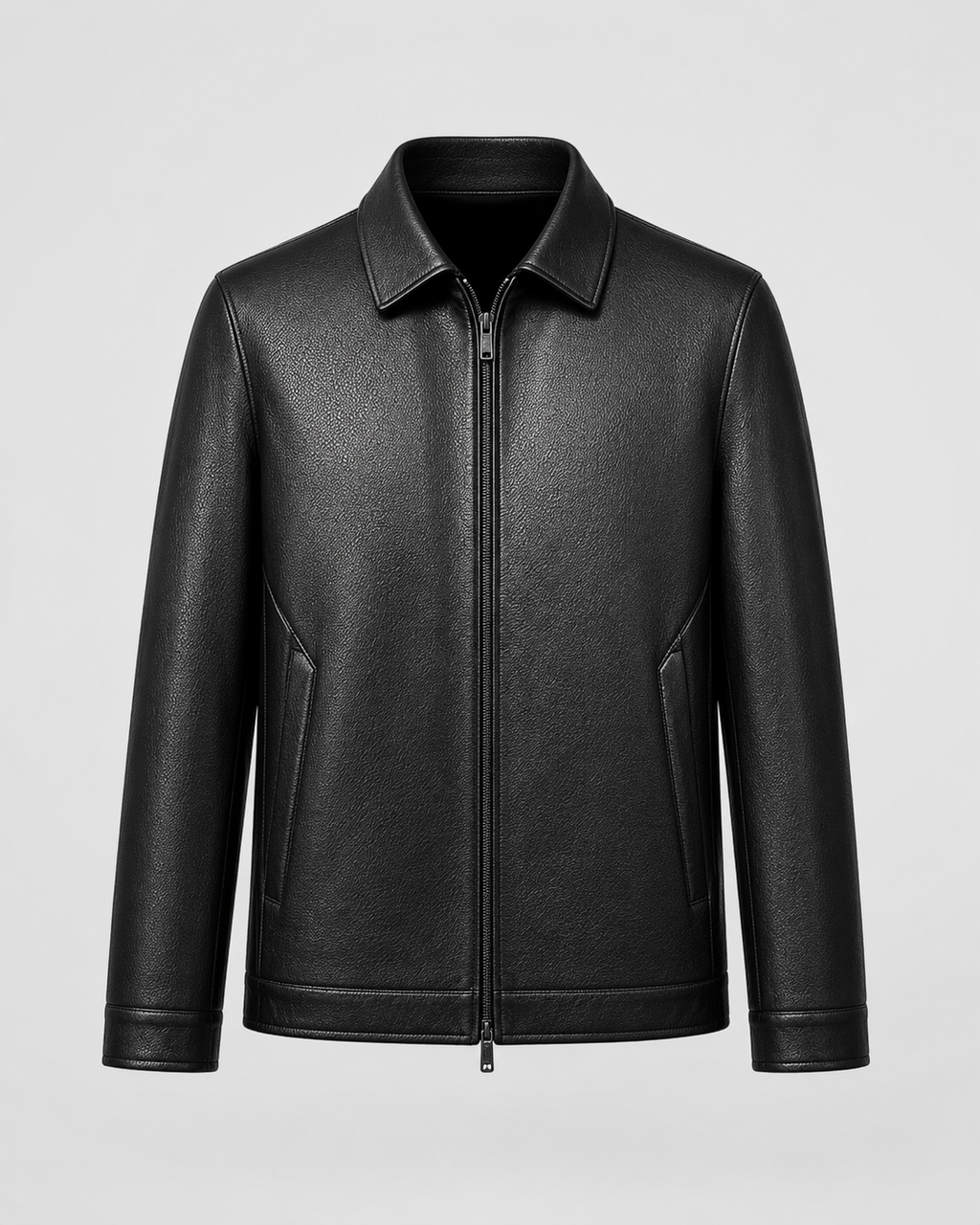 Herrenjacke Lederoptik mit Kragen Augusto Schwarz – Weiss Modehaus