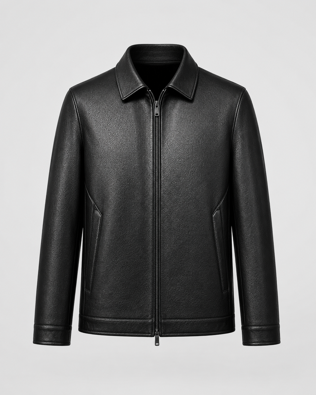 Herrenjacke Lederoptik mit Kragen Augusto Schwarz – Weiss Modehaus