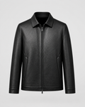 Herrenjacke Lederoptik mit Kragen Augusto Schwarz – Weiss Modehaus