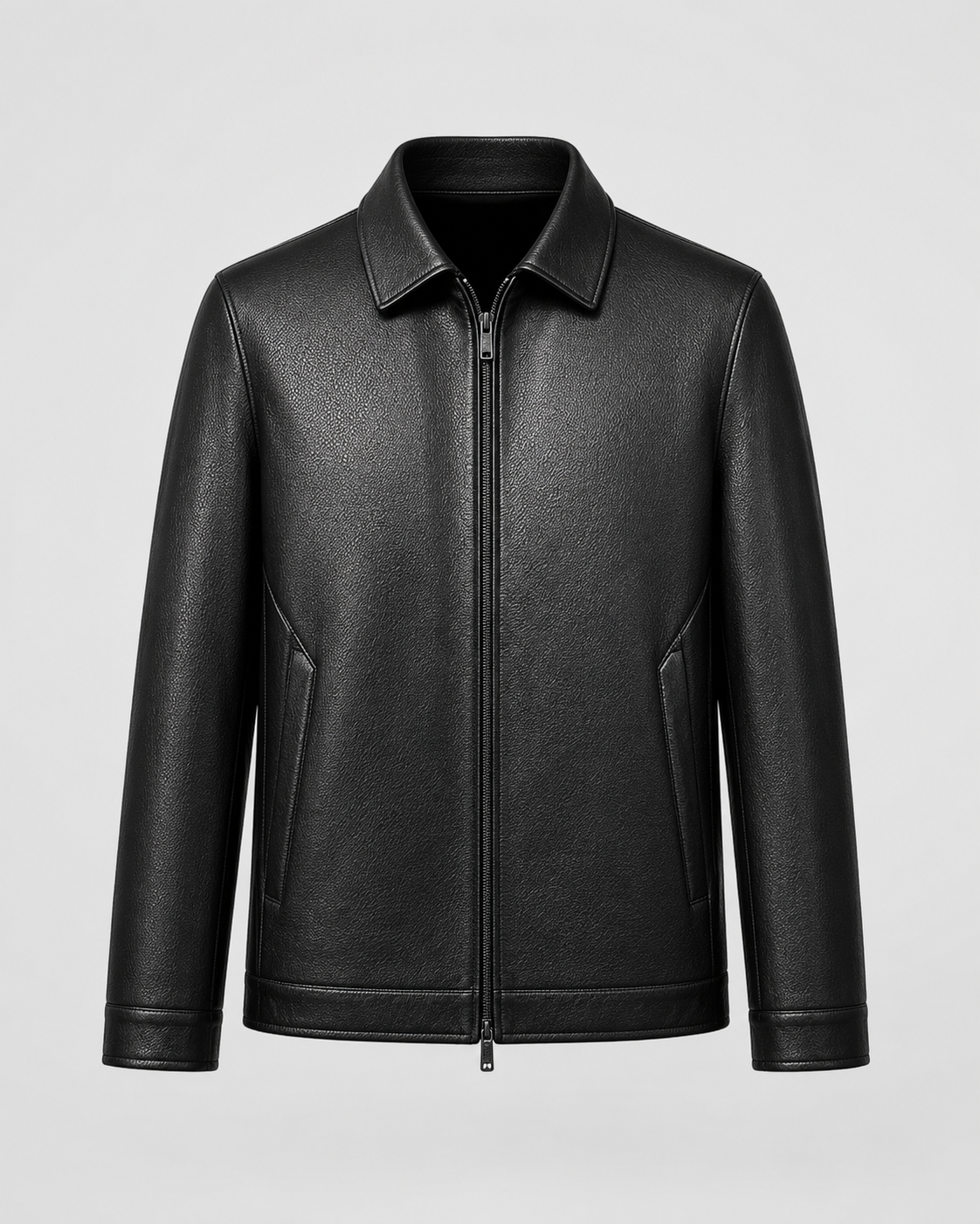 Herrenjacke Lederoptik mit Kragen Augusto Schwarz – Weiss Modehaus