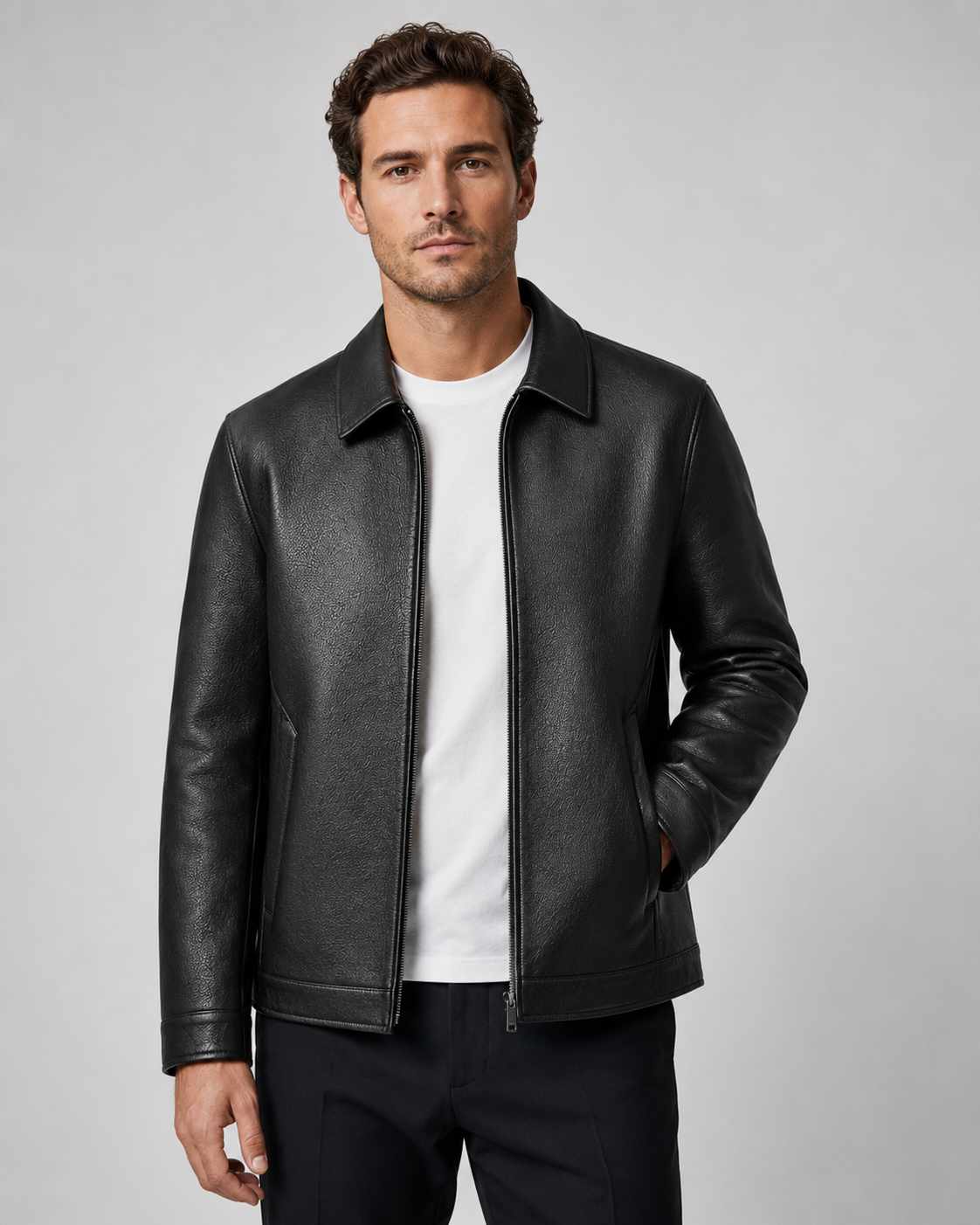 Herrenjacke Lederoptik mit Kragen Augusto – Bild 3