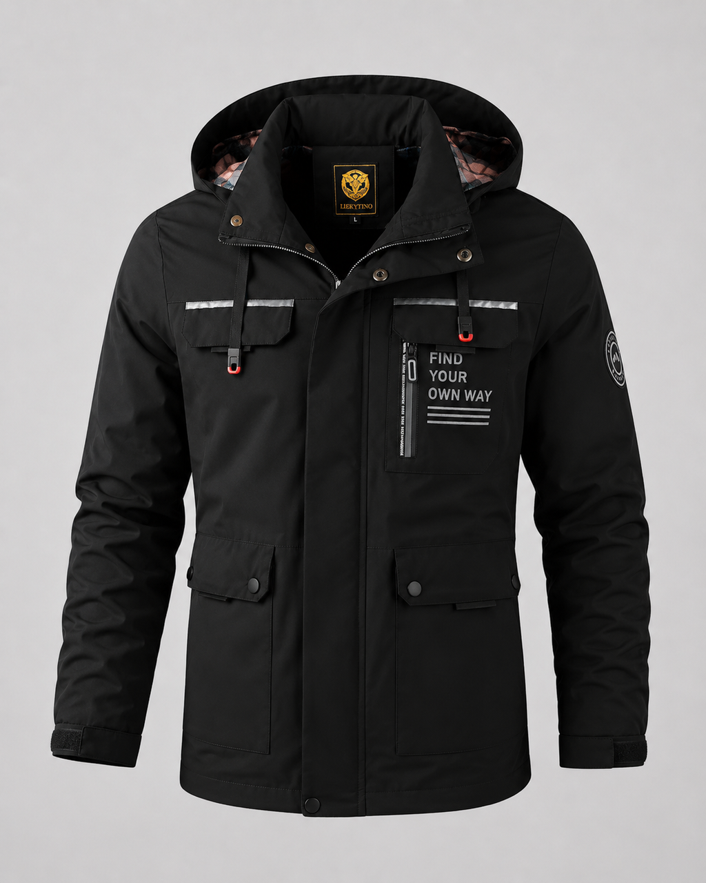 Herren Utility Parka mit Kapuze Daniele Schwarz – Weiss Modehaus