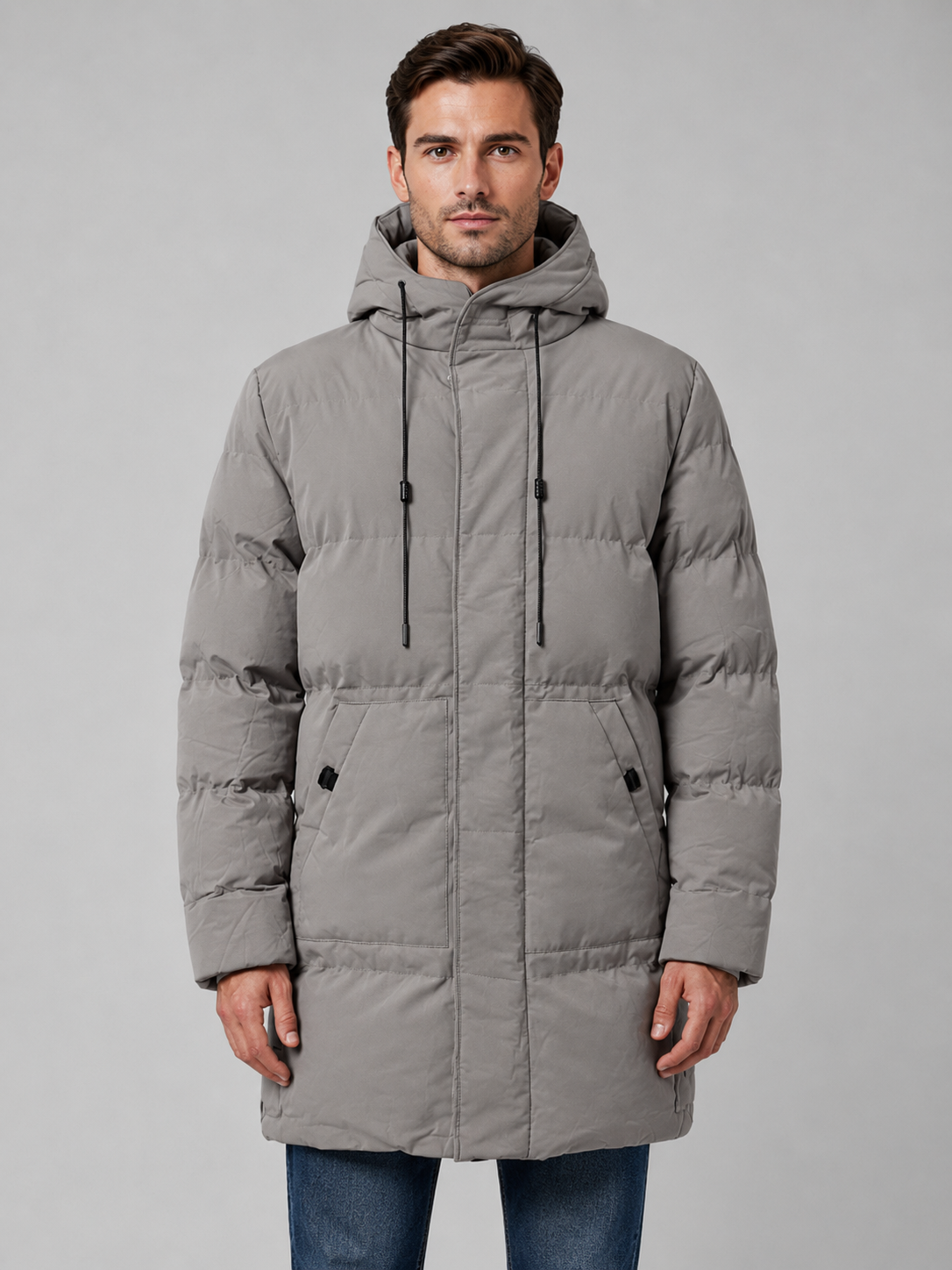 Langer, gepolsterter Parka für Herren Fulvio Grau – Weiss Modehaus
