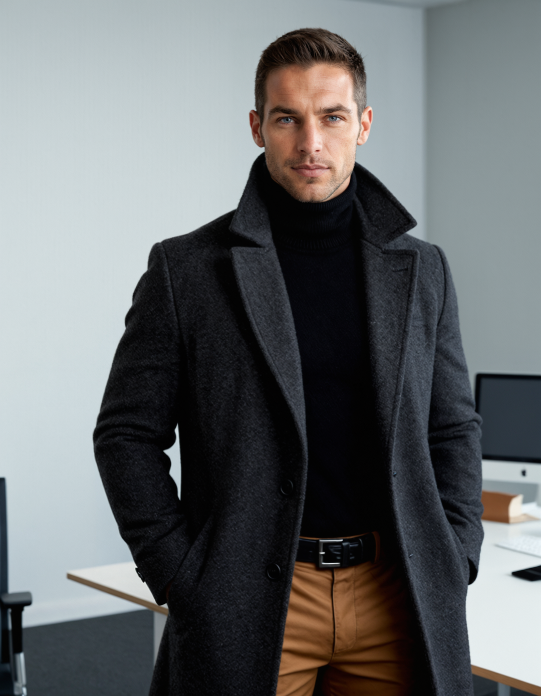 Langer Herrenmantel mit Taschen Flavio – Bild 10