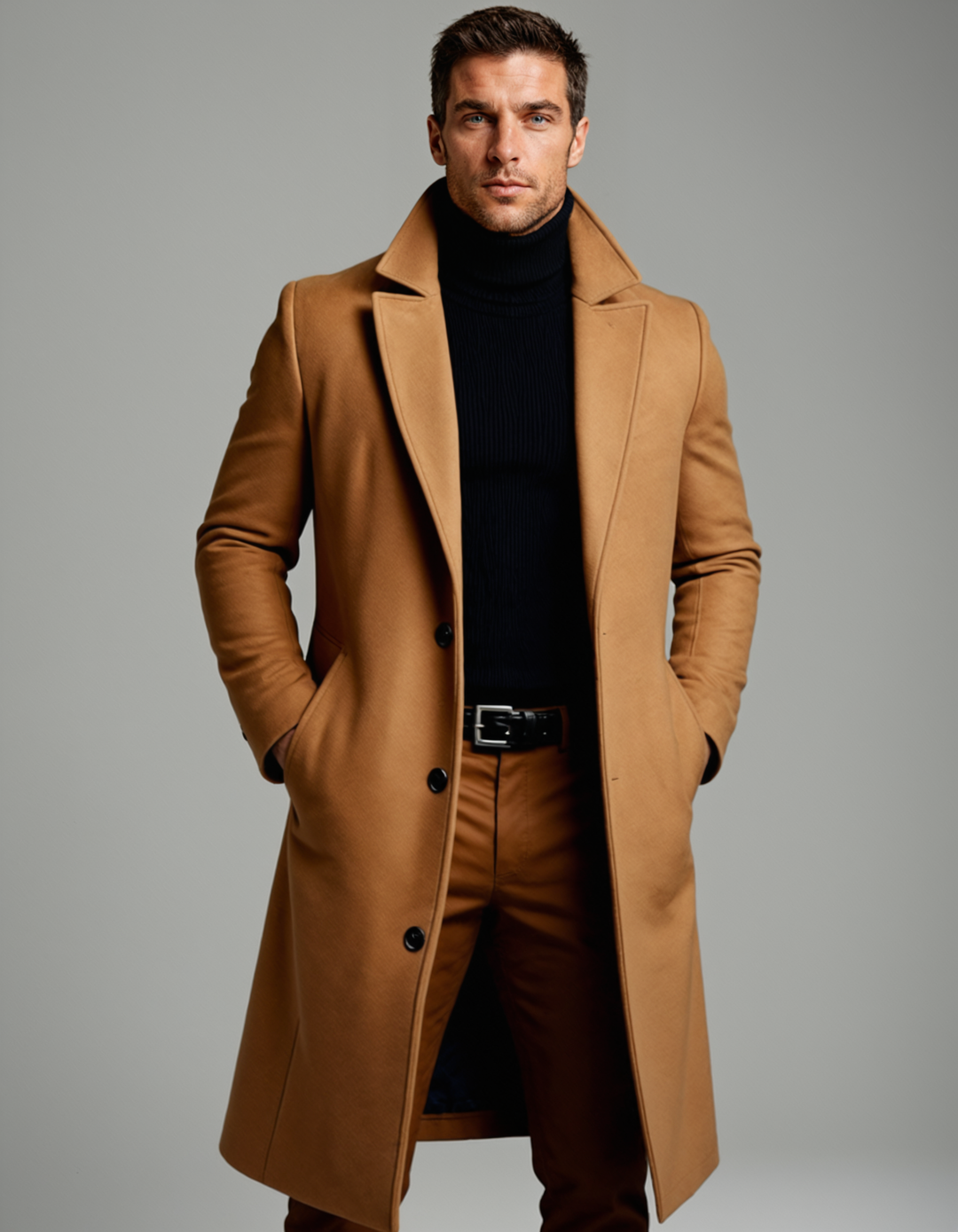 Langer Herrenmantel mit Taschen Flavio – Bild 3