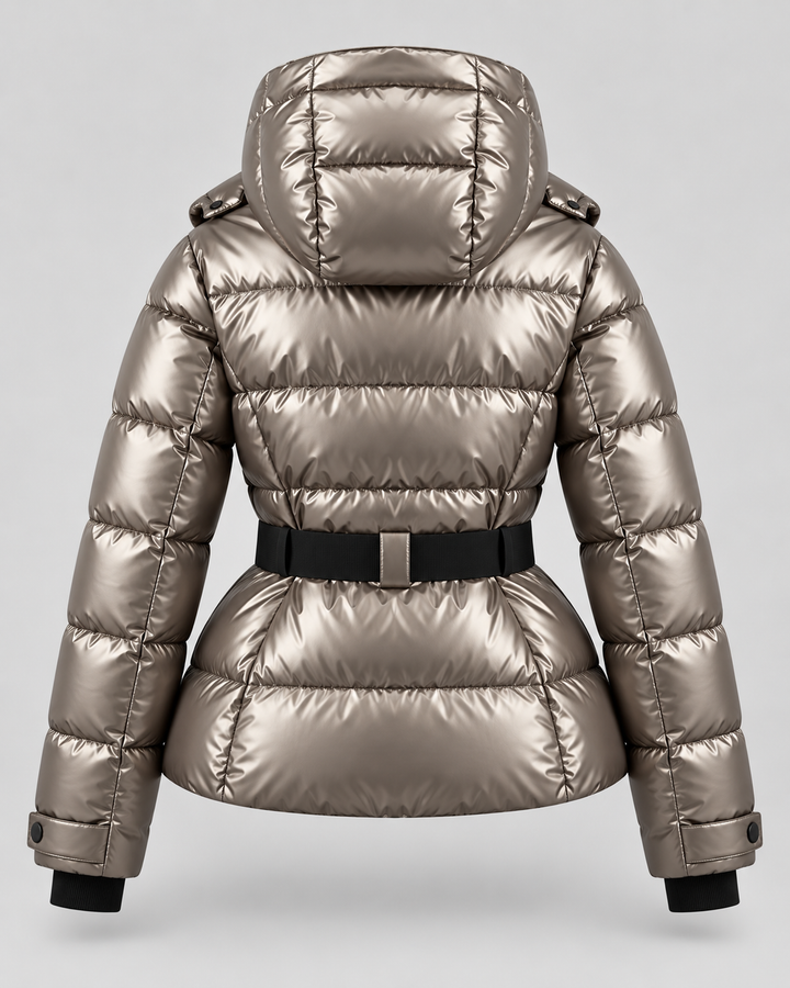 Daunenjacke mit Gürtel und abnehmbarem Kapuzen Damen Rita – Bild 13