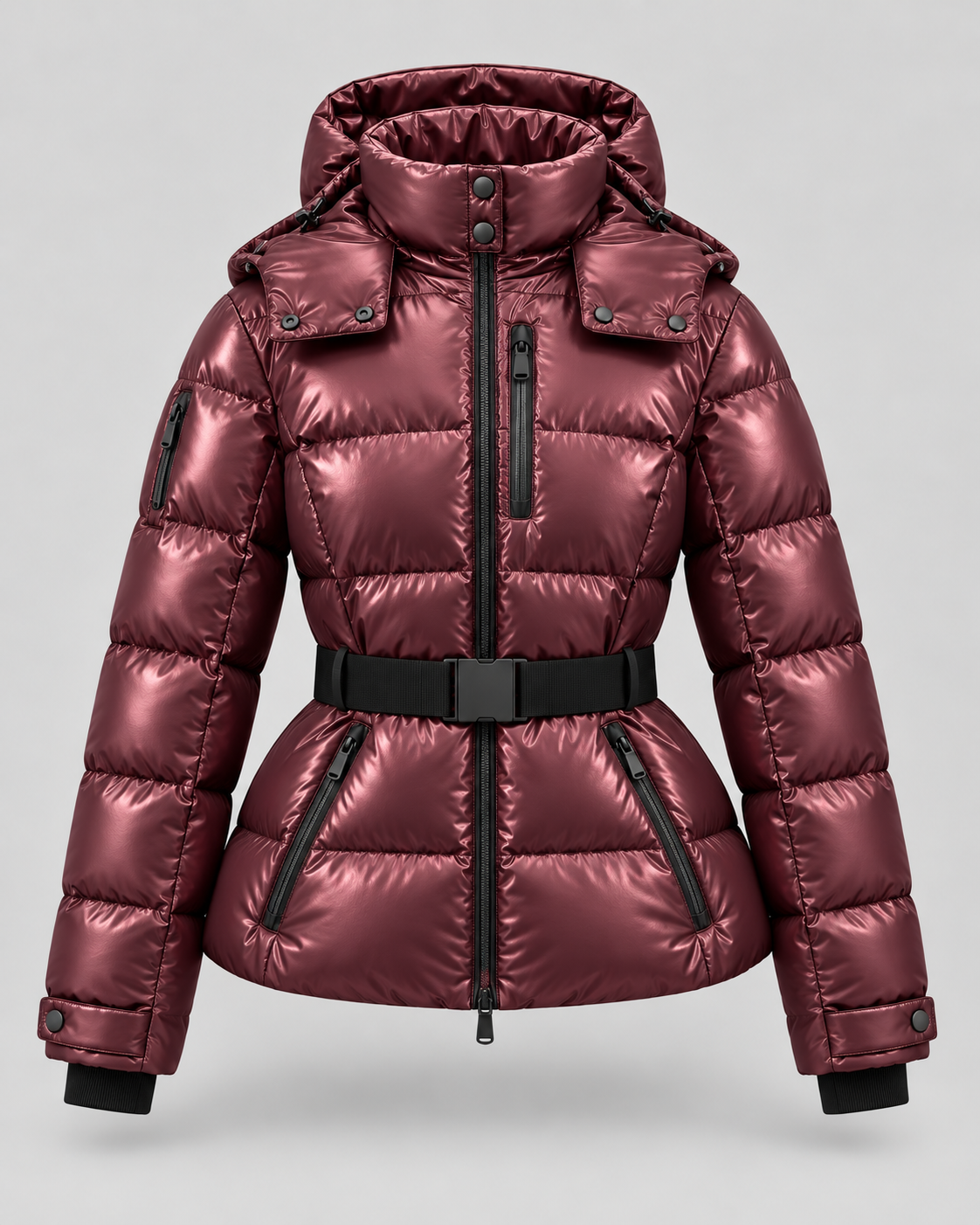 Daunenjacke mit Gürtel und abnehmbarem Kapuzen Damen Rita – Bild 11