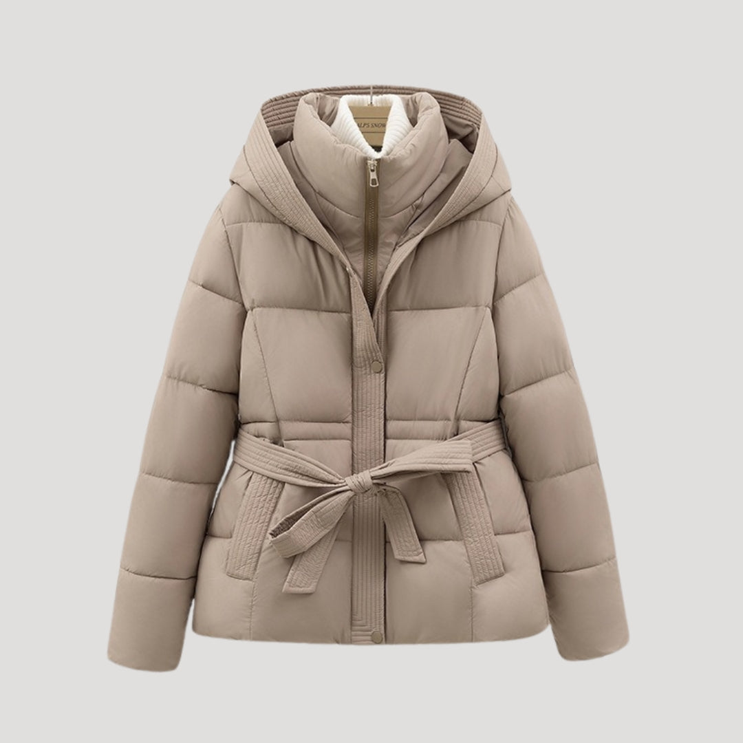 Daunenjacke mit Kapuze und Gürtel Damen Bianca – Bild 4