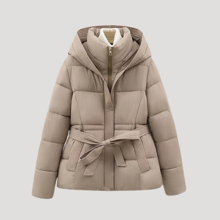 Daunenjacke mit Kapuze und Gürtel Damen Bianca – Bild 4