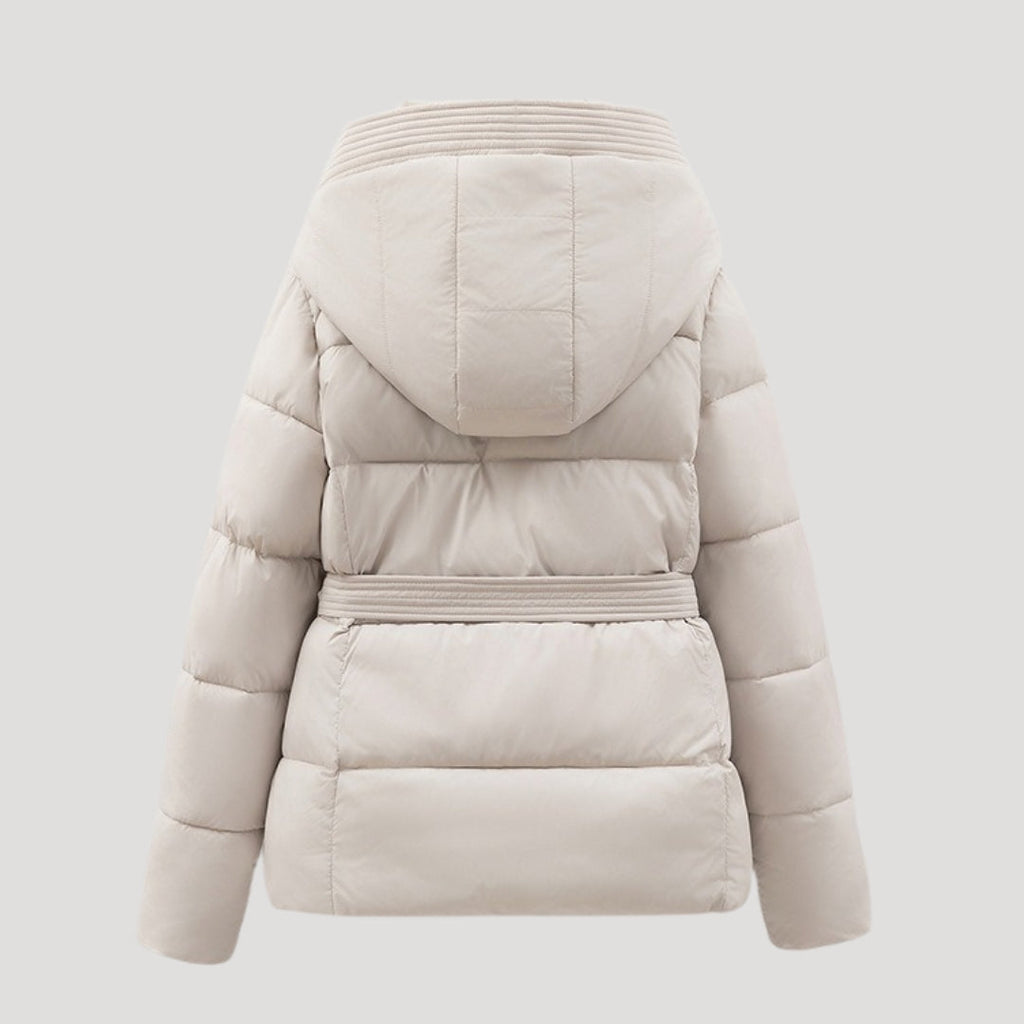 Daunenjacke mit Kapuze und Gürtel Damen Bianca – Bild 5