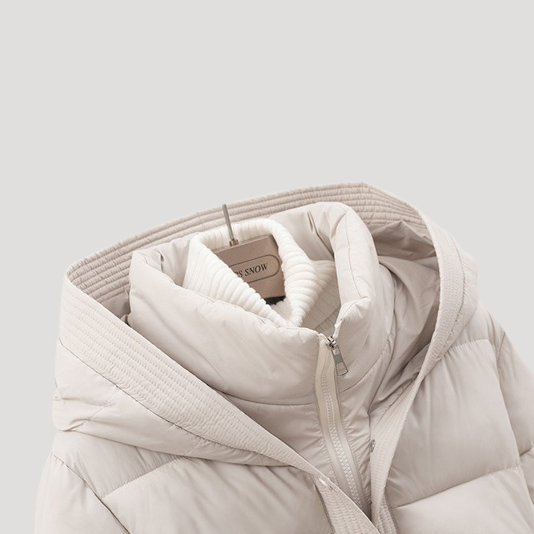 Daunenjacke mit Kapuze und Gürtel Damen Bianca – Bild 6