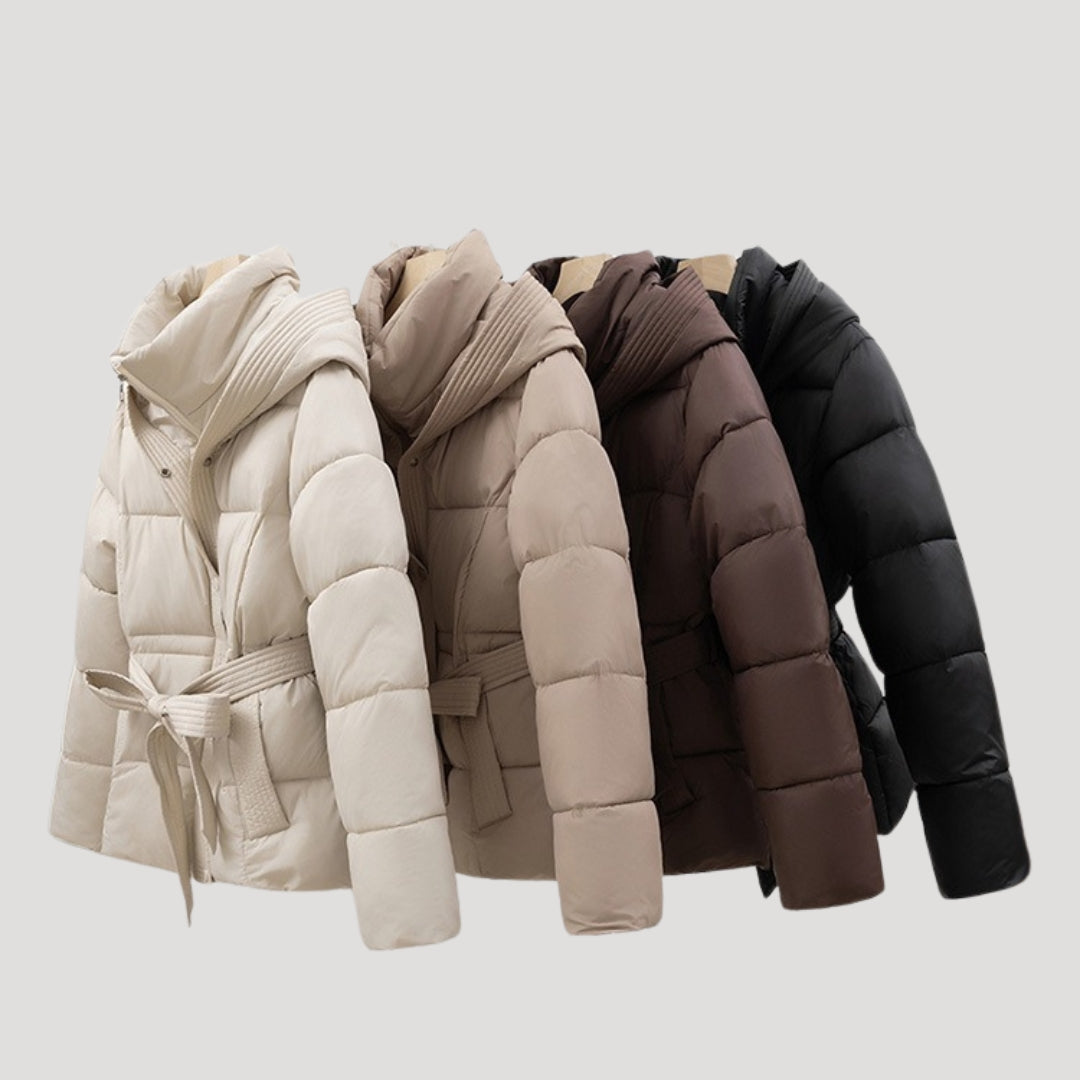 Daunenjacke mit Kapuze und Gürtel Damen Bianca – Bild 8