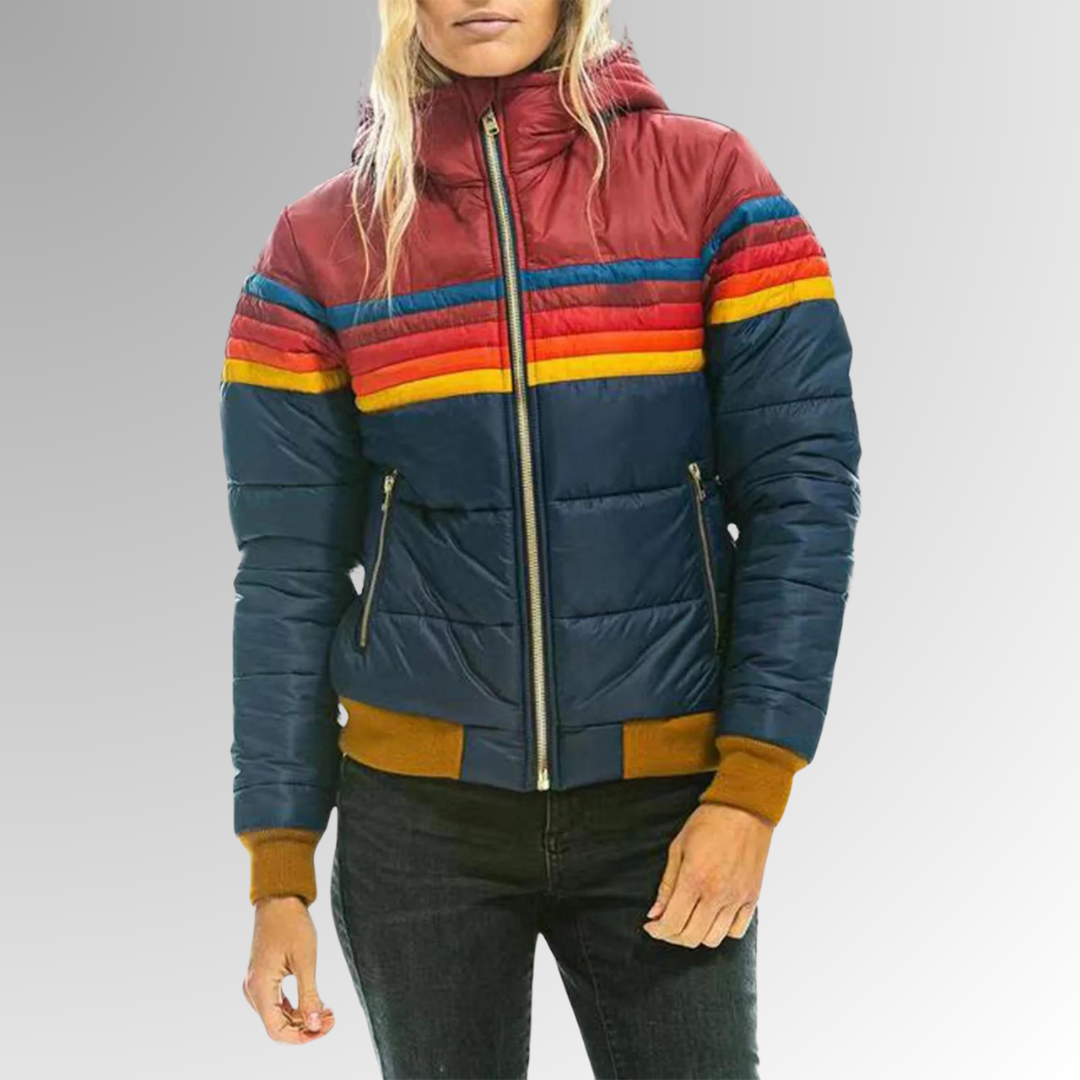 Steppjacke mit Streifen auf der Brust Damen Giada Marineblau – Weiss Modehaus