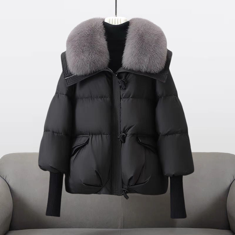 Daunenjacke mit Kunstfellkragen und Knebelverschlüssen Damen Francesca Schwarz – Weiss Modehaus