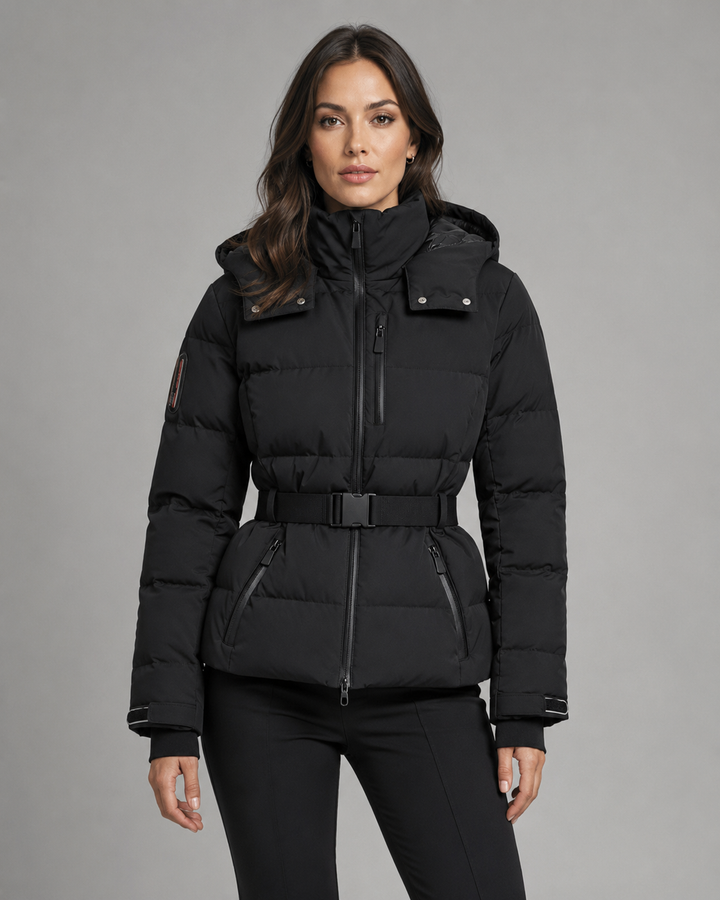 Daunenjacke mit Gürtel und abnehmbarem Kapuzen Damen Rita – Bild 8