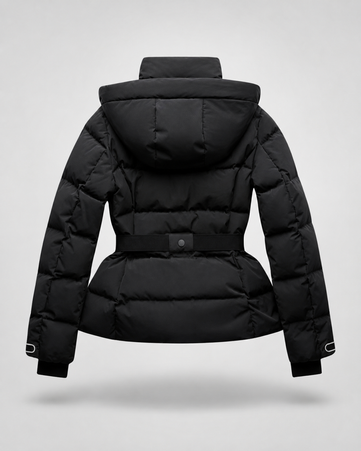 Daunenjacke mit Gürtel und abnehmbarem Kapuzen Damen Rita – Bild 9