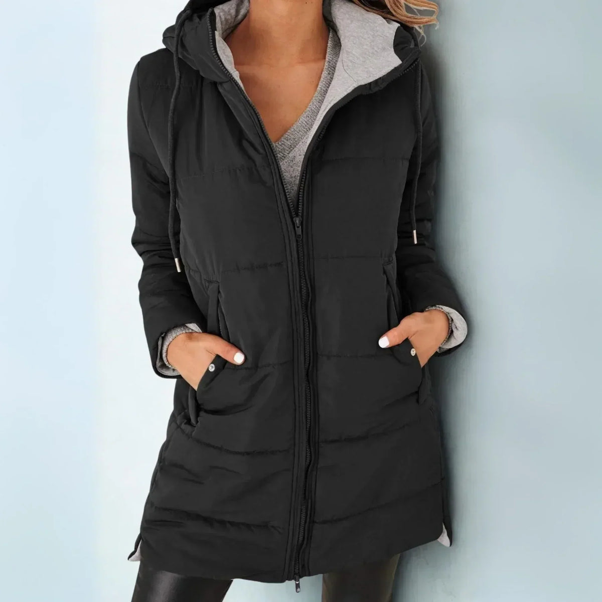 Daunenjacke mit Kordelzug und Kapuze Damen Gioia – Bild 2