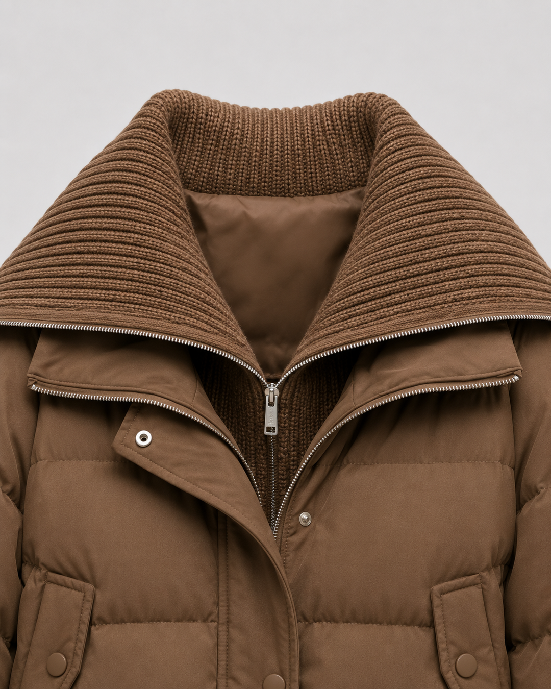 Kurze Daunenjacke mit Strickkragen Damen Sabrina – Bild 7