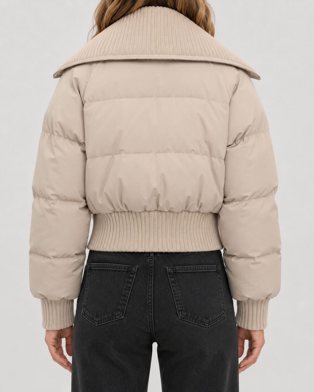 Kurze Daunenjacke mit Strickkragen Damen Sabrina – Bild 9