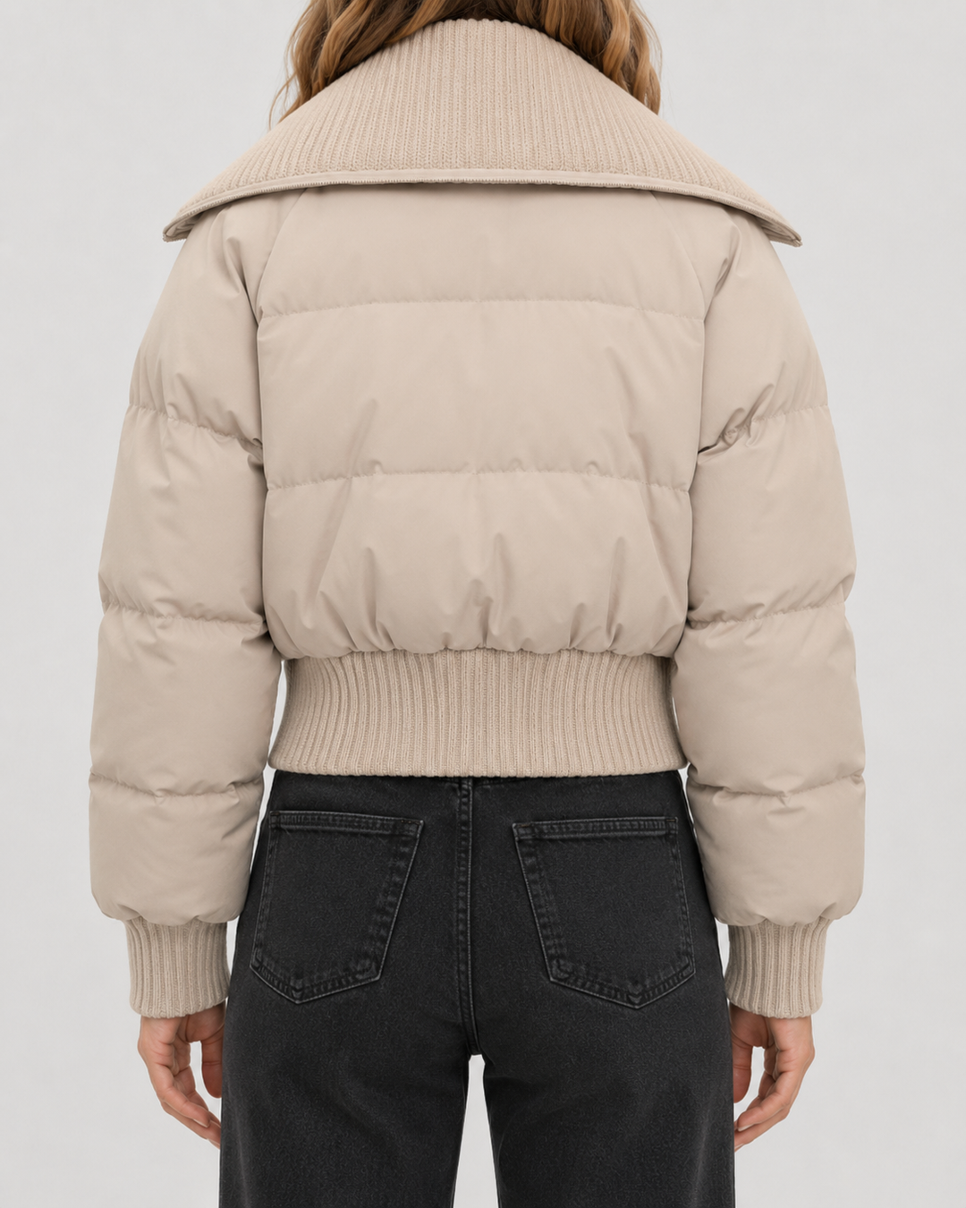 Kurze Daunenjacke mit Strickkragen Damen Sabrina – Bild 9
