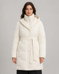 Langer, gepolsterter Parka mit Gürtel Damen Annalisa Weiß – Weiss Modehaus