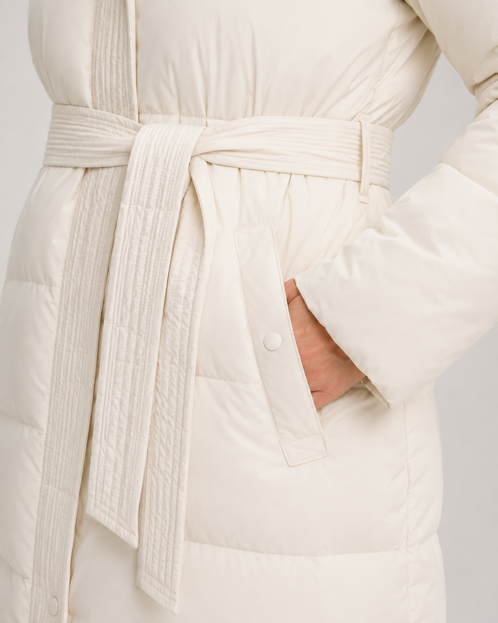 Langer, gepolsterter Parka mit Gürtel Damen Annalisa – Bild 6