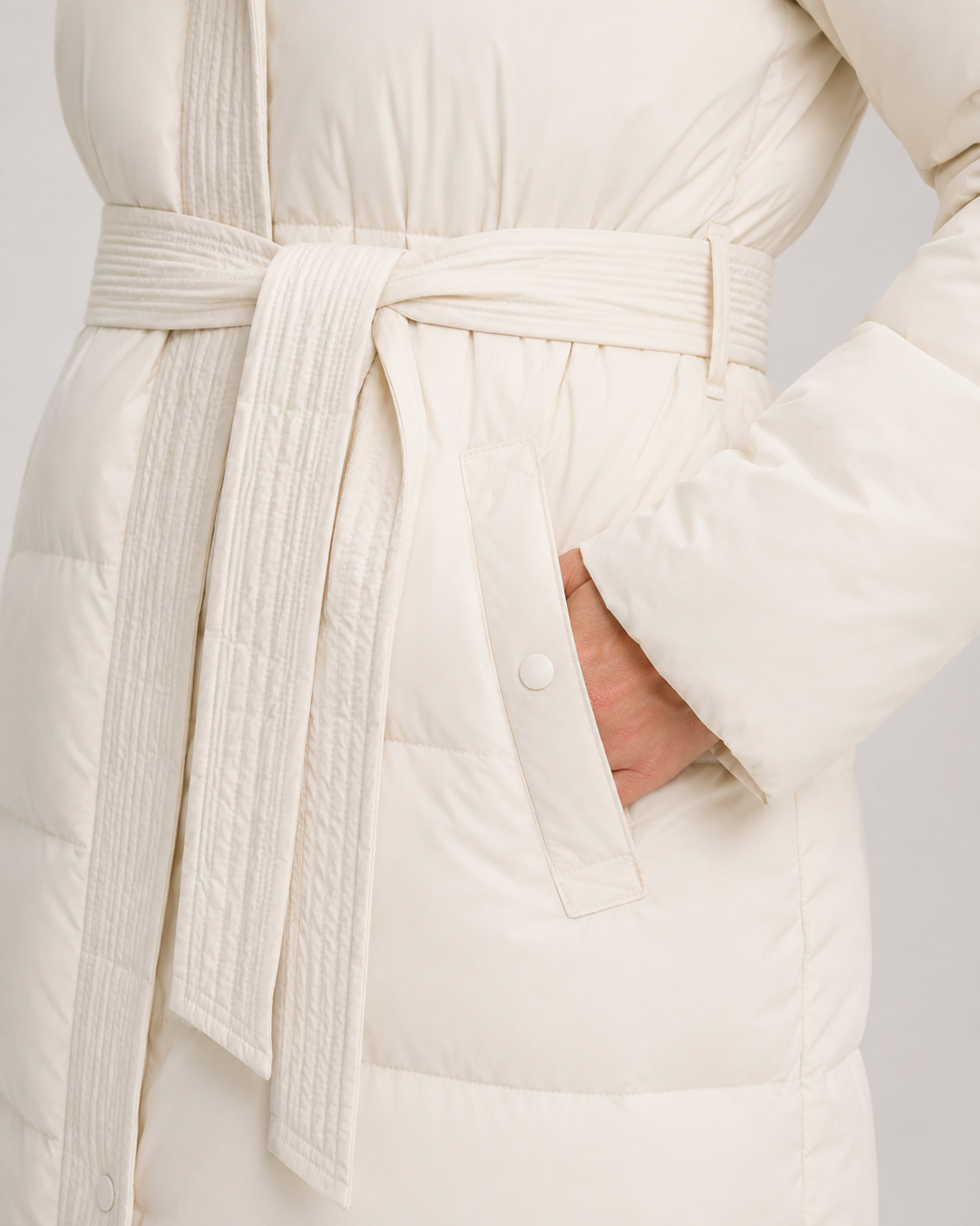 Langer, gepolsterter Parka mit Gürtel Damen Annalisa – Bild 6