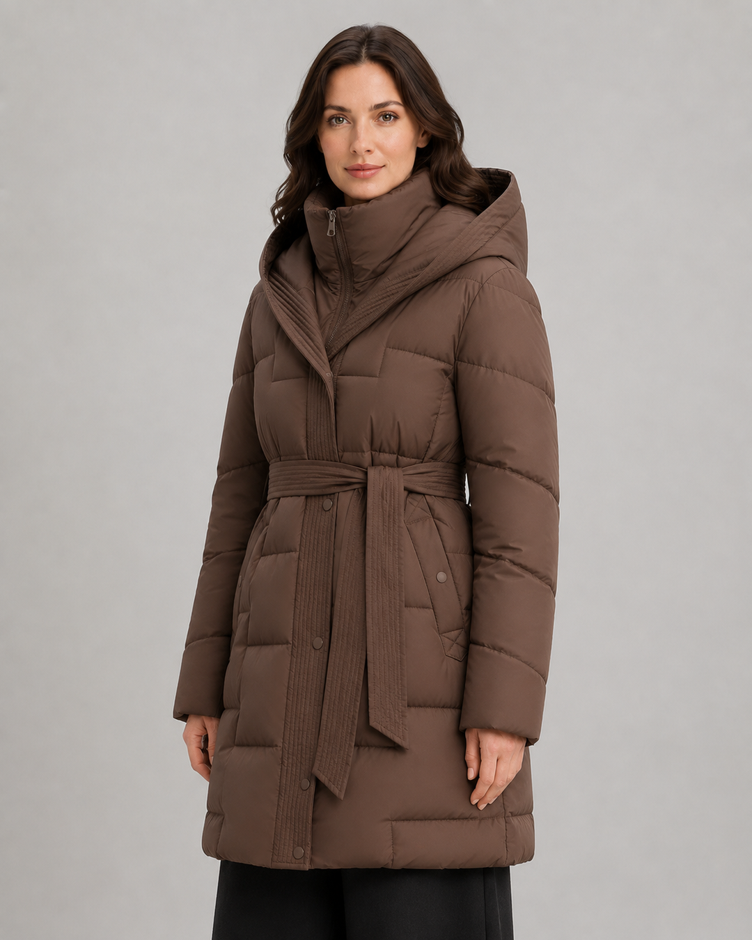 Langer, gepolsterter Parka mit Gürtel Damen Annalisa – Bild 8